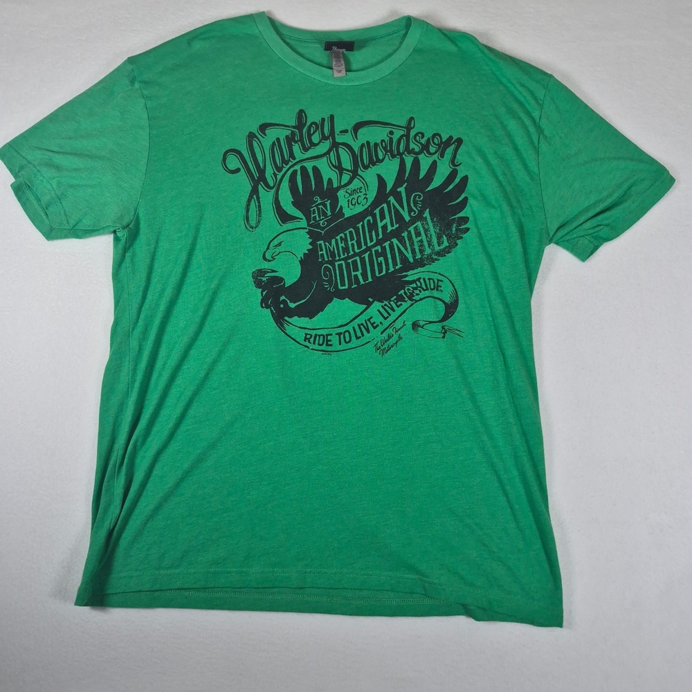 Harley-Davidson T-Shirt Mens XXL Green Bumpus Memphis Eagle Graphic‎